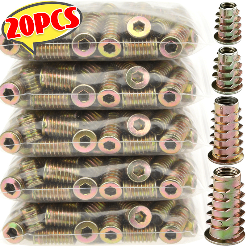 20/40Pcs Threaded Inserts Zinc - Furniture Hardware Threaded Inserts のレビューと価格