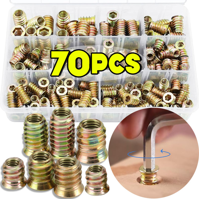 70pcs Threaded Insert Nut E-nu - Furniture Hardware Threaded Inserts のレビューと価格