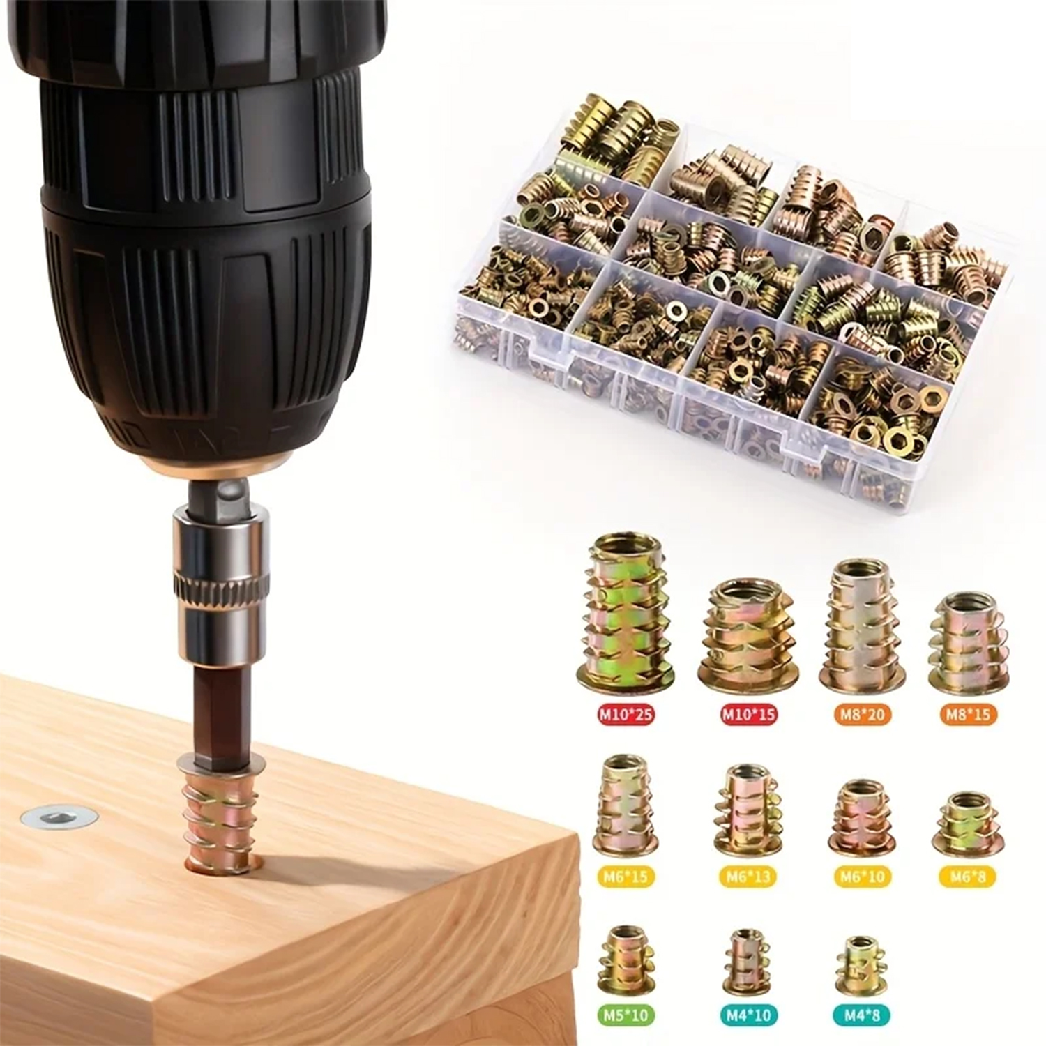 100-Pack M4/M5/M6 Threaded Ins - Furniture Hardware Threaded Inserts のレビューと価格