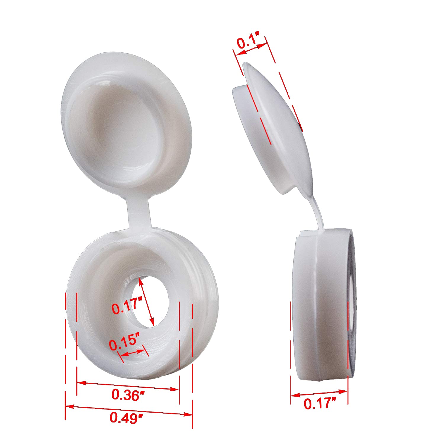 White Hinged Plastic Screw Cap - Furniture Hardware Nut のレビューと価格