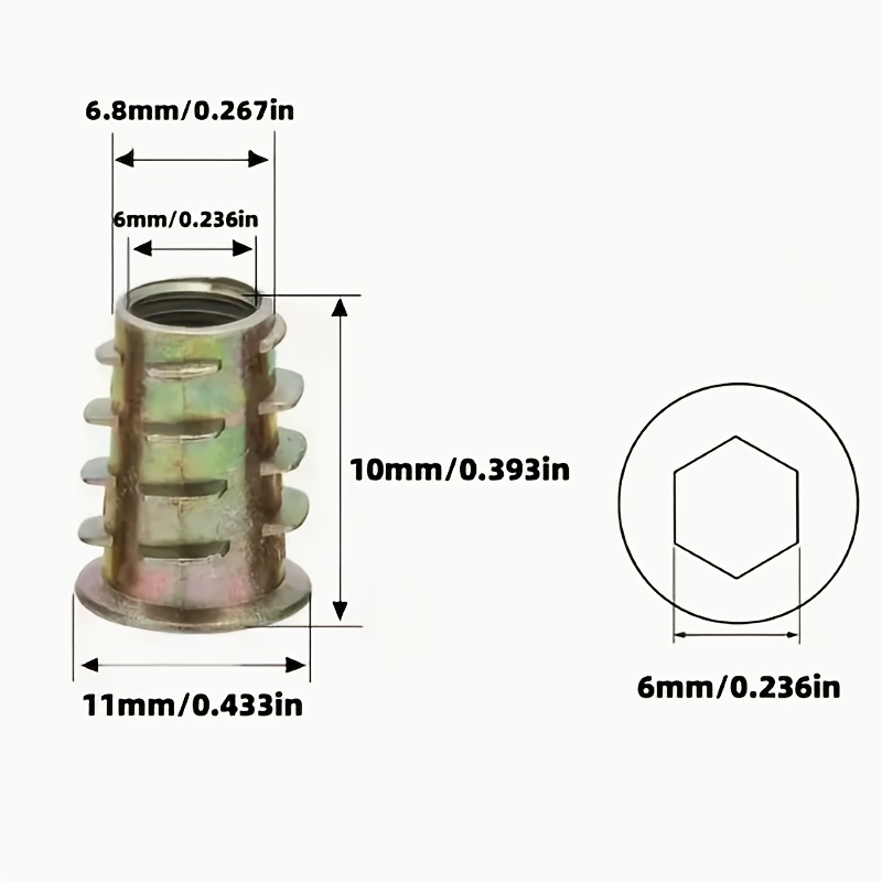 100Pcs Galvanized Alloy Thread - Furniture Hardware Threaded Inserts のレビューと価格