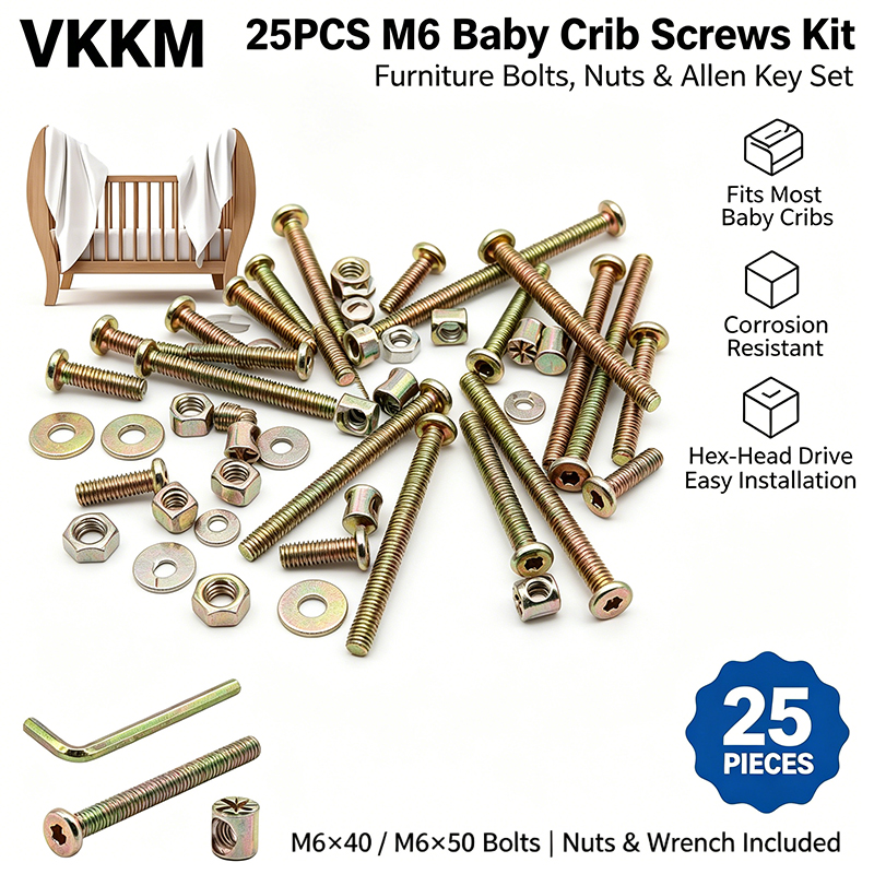 VKKM 25Pcs M6 Baby Crib Screws - Furniture Hardware Nut のレビューと価格