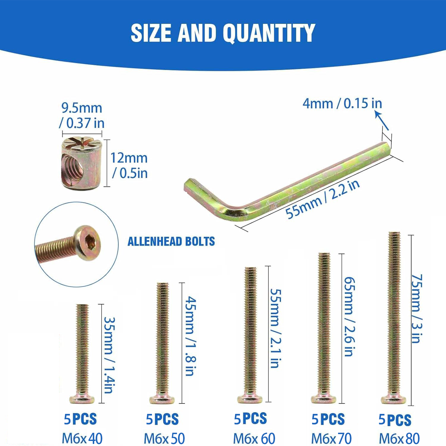 VKKM 25Pcs M6 Baby Crib Screws - Furniture Hardware Nut のレビューと価格