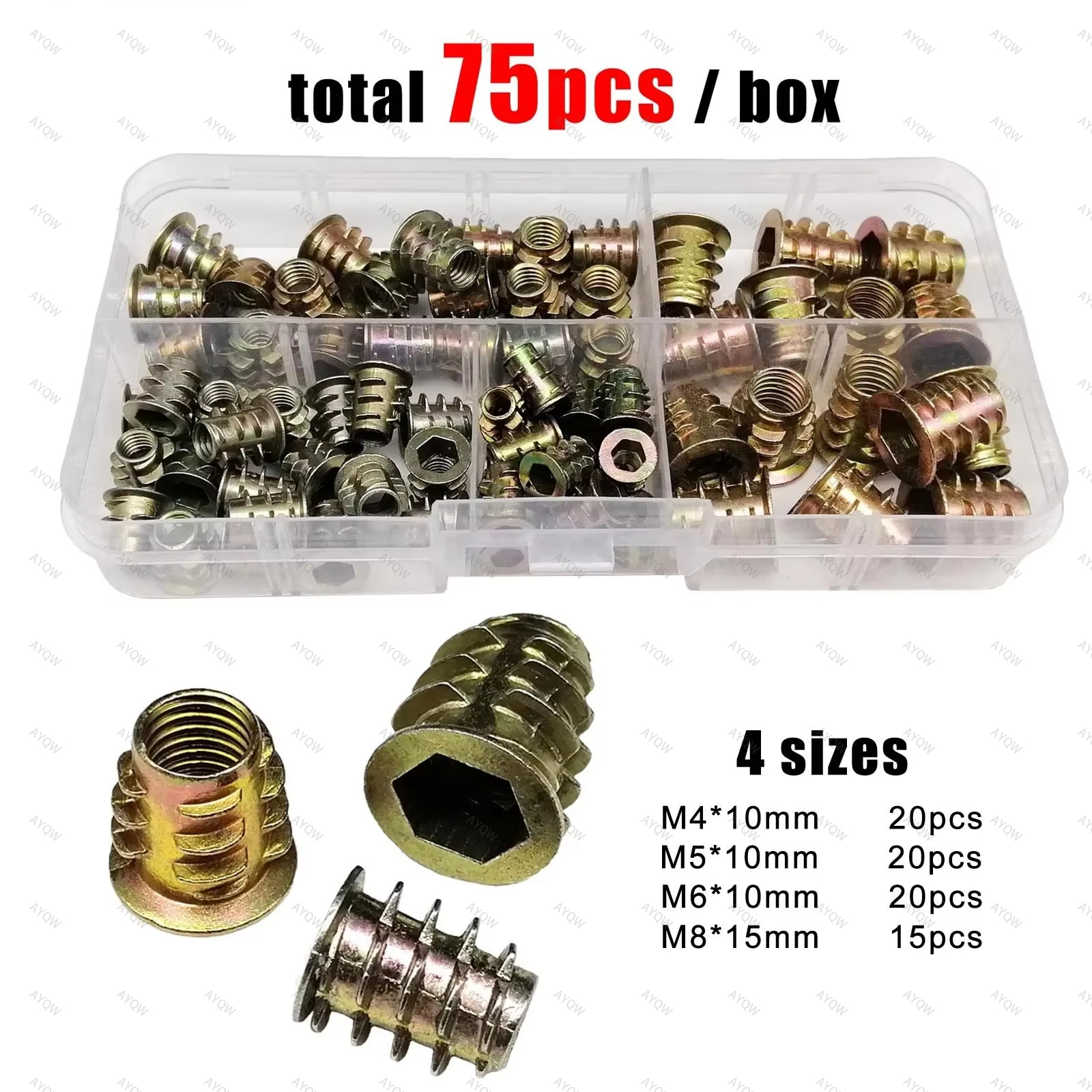 75-Piece M4M5M6M8 Threaded Ins - Furniture Hardware Threaded Inserts のレビューと価格
