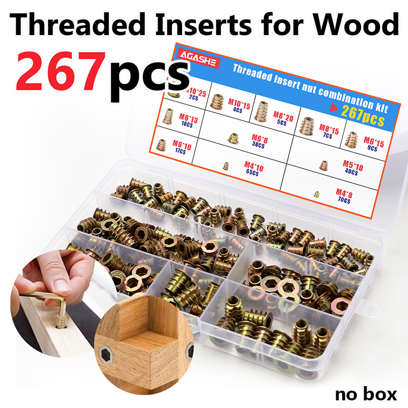 267pcs Hex Drive Threaded Inse - Furniture Hardware Threaded Inserts のレビューと価格